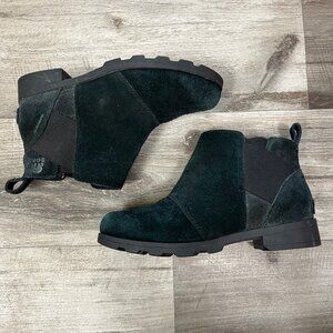 Sorel Emelie Waterproof Chelsea Boot Low Heel Black Shimmer Women’s Size 4